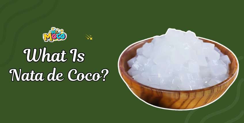 Tropical drink with nata de coco, pineapple, and lychee.